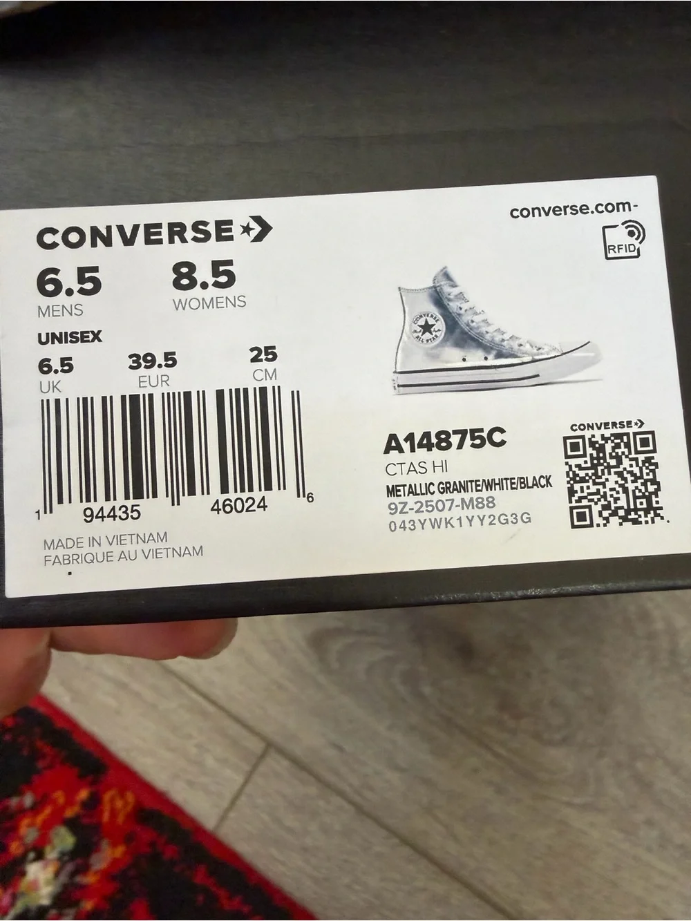 Converse All Star High Top Sneakers in Metallic Silver